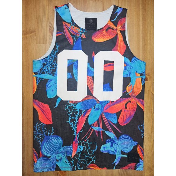 On The Byas Mens Floral Sleeveless Jersey Small - Picture 3 of 6